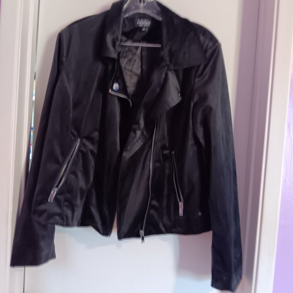 Coffee Shop Women's Black Velour Moto Jacket NWT Size Large - Picture 1 of 6